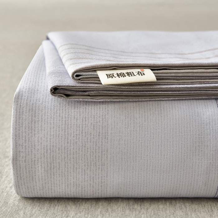 91家纺网 家纺一手货源 找家纺 星窝家纺 2026新款花边老粗布凉席三件套 星辰-灰