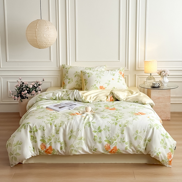 91家纺网 家纺一手货源 找家纺 Mr.pig猪先生水洗棉 2026新款A类天丝莱赛尔数码印花四件套夏季凉感丝滑被套床单床上用品（展示价格为控价，实际价格请联系客服） 琉夏