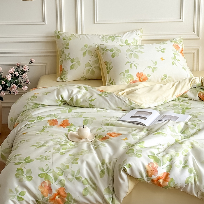 91家纺网 家纺一手货源 找家纺 Mr.pig猪先生水洗棉 2026新款A类天丝莱赛尔数码印花四件套夏季凉感丝滑被套床单床上用品（展示价格为控价，实际价格请联系客服） 琉夏