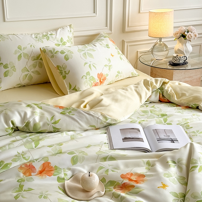 91家纺网 家纺一手货源 找家纺 Mr.pig猪先生水洗棉 2026新款A类天丝莱赛尔数码印花四件套夏季凉感丝滑被套床单床上用品（展示价格为控价，实际价格请联系客服） 琉夏