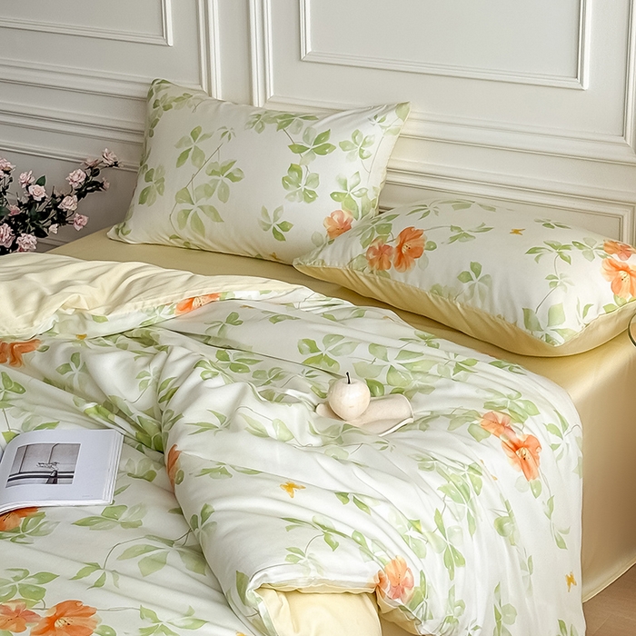 91家纺网 家纺一手货源 找家纺 Mr.pig猪先生水洗棉 2026新款A类天丝莱赛尔数码印花四件套夏季凉感丝滑被套床单床上用品（展示价格为控价，实际价格请联系客服） 琉夏