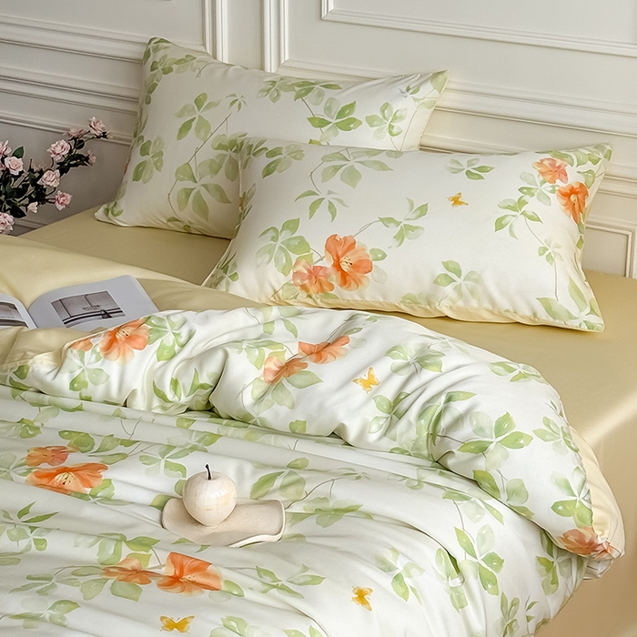 91家纺网 家纺一手货源 找家纺 Mr.pig猪先生水洗棉 2026新款A类天丝莱赛尔数码印花四件套夏季凉感丝滑被套床单床上用品（展示价格为控价，实际价格请联系客服） 琉夏