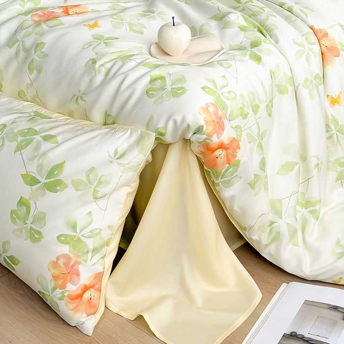 91家纺网 家纺一手货源 找家纺 Mr.pig猪先生水洗棉 2026新款A类天丝莱赛尔数码印花四件套夏季凉感丝滑被套床单床上用品（展示价格为控价，实际价格请联系客服） 琉夏