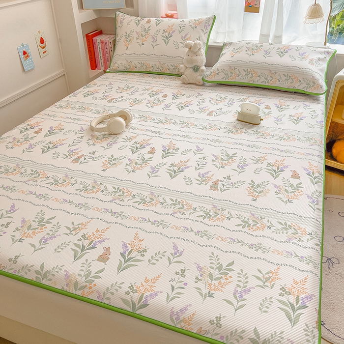 91家纺网 家纺一手货源 找家纺 莱米家纺 2026新款斜纹凉感床席冰豆豆系列 从草集