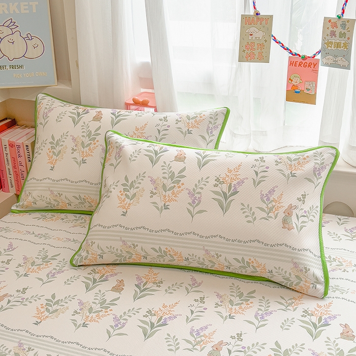 91家纺网 家纺一手货源 找家纺 莱米家纺 2026新款斜纹凉感床席冰豆豆系列 从草集