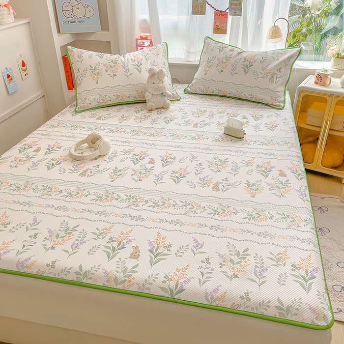 91家纺网 家纺一手货源 找家纺 莱米家纺 2026新款斜纹凉感床席冰豆豆系列 从草集