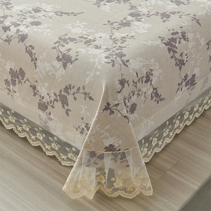 91家纺网 家纺一手货源 找家纺 星窝家纺 2026新款花边老粗布凉席三件套 烟紫花影