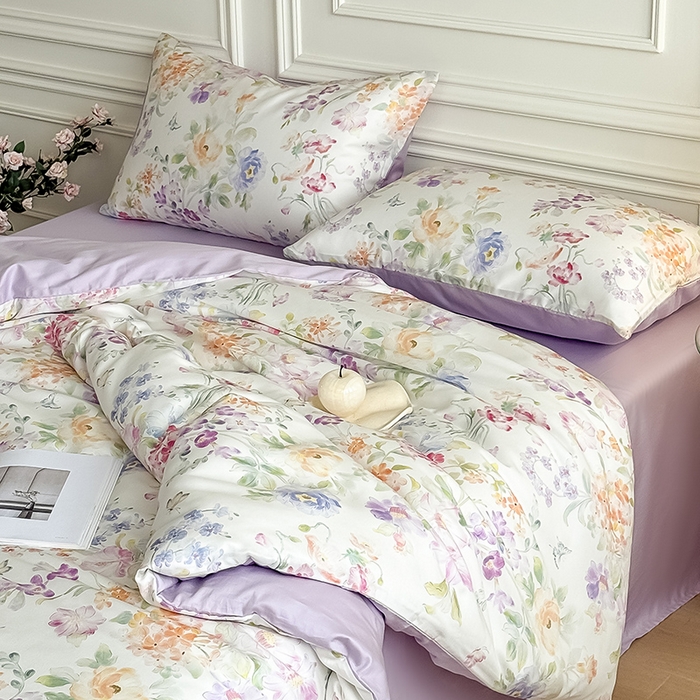 91家纺网 家纺一手货源 找家纺 Mr.pig猪先生水洗棉 2026新款A类天丝莱赛尔数码印花四件套夏季凉感丝滑被套床单床上用品（展示价格为控价，实际价格请联系客服） 轻漾花居