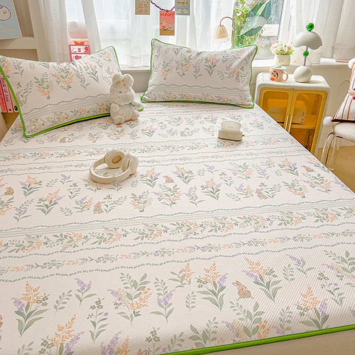 91家纺网 家纺一手货源 找家纺 莱米家纺 2026新款斜纹凉感床席冰豆豆系列 从草集