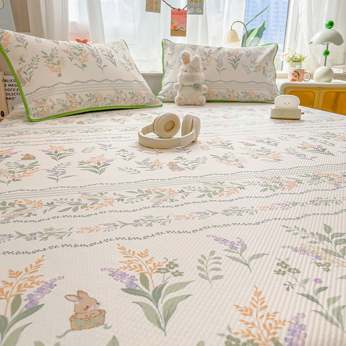 91家纺网 家纺一手货源 找家纺 莱米家纺 2026新款斜纹凉感床席冰豆豆系列 从草集