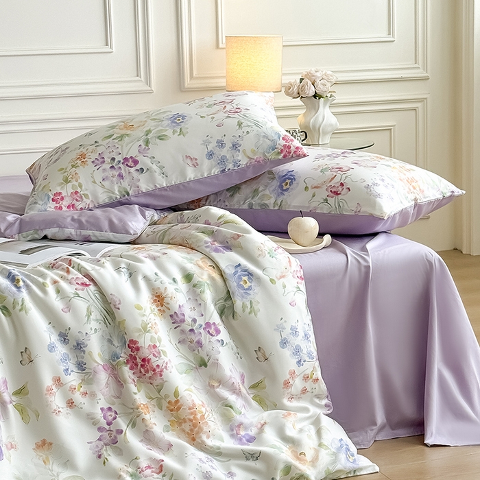 91家纺网 家纺一手货源 找家纺 Mr.pig猪先生水洗棉 2026新款A类天丝莱赛尔数码印花四件套夏季凉感丝滑被套床单床上用品（展示价格为控价，实际价格请联系客服） 轻漾花居