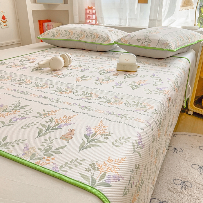 91家纺网 家纺一手货源 找家纺 莱米家纺 2026新款斜纹凉感床席冰豆豆系列 从草集