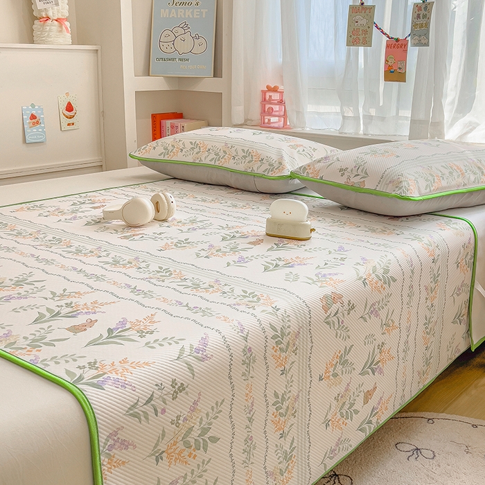 91家纺网 家纺一手货源 找家纺 莱米家纺 2026新款斜纹凉感床席冰豆豆系列 从草集