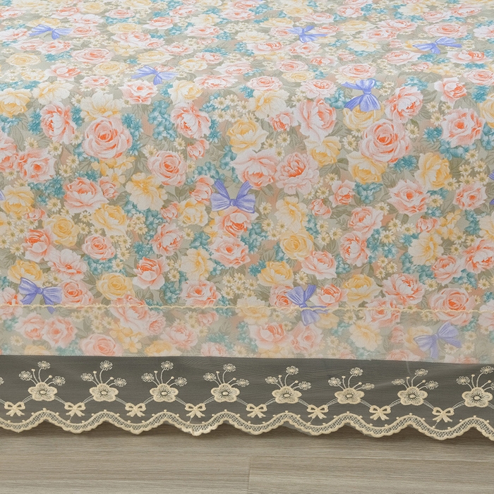 91家纺网 家纺一手货源 找家纺 星窝家纺 2026新款花边老粗布凉席三件套 阳春之歌