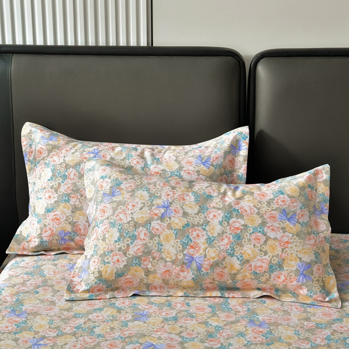 91家纺网 家纺一手货源 找家纺 星窝家纺 2026新款花边老粗布凉席三件套 阳春之歌