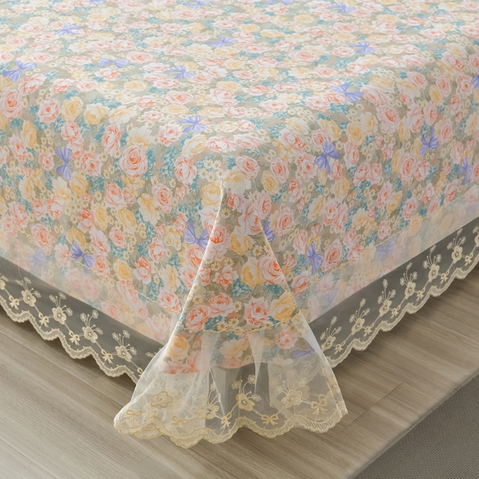 91家纺网 家纺一手货源 找家纺 星窝家纺 2026新款花边老粗布凉席三件套 阳春之歌