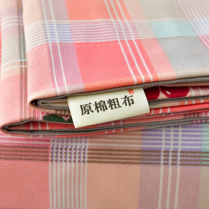 91家纺网 家纺一手货源 找家纺 星窝家纺 2026新款花边老粗布凉席三件套 樱桃格-绿