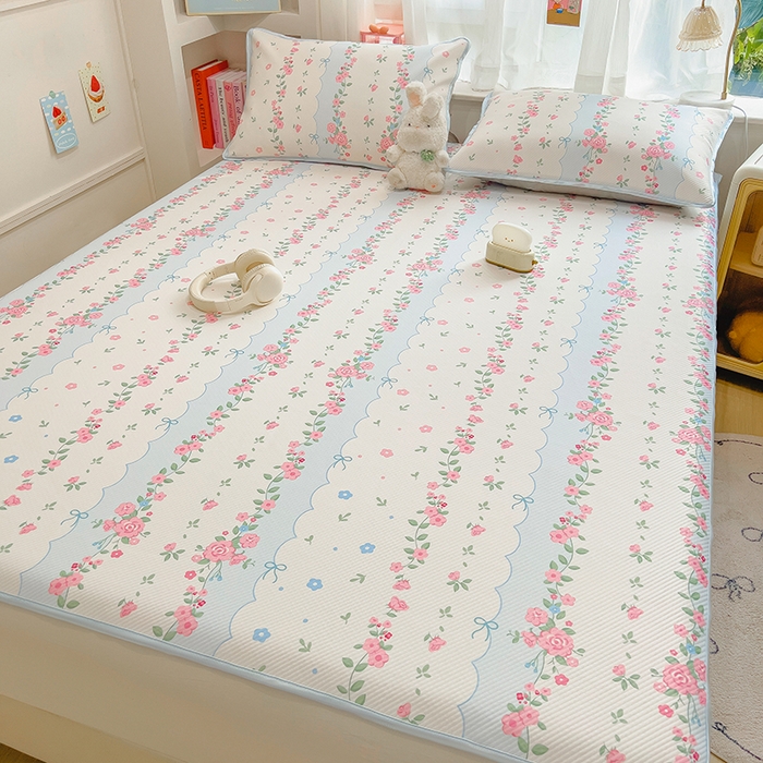 91家纺网 家纺一手货源 找家纺 莱米家纺 2026新款斜纹凉感床席冰豆豆系列 花仙子