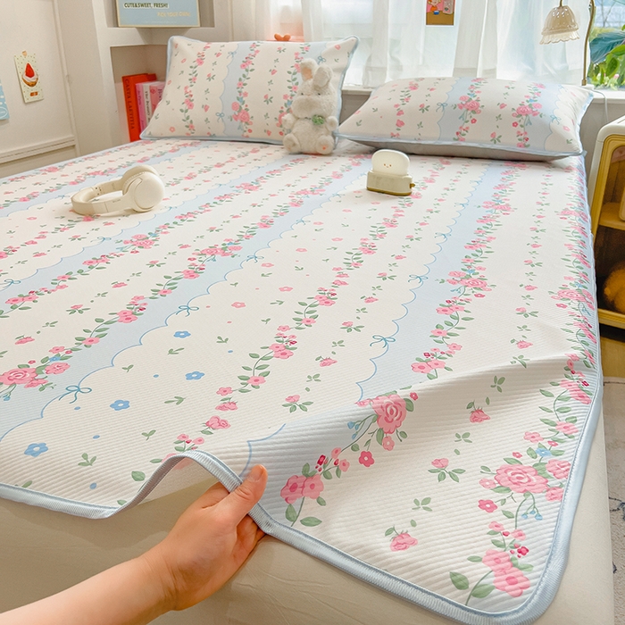 91家纺网 家纺一手货源 找家纺 莱米家纺 2026新款斜纹凉感床席冰豆豆系列 花仙子