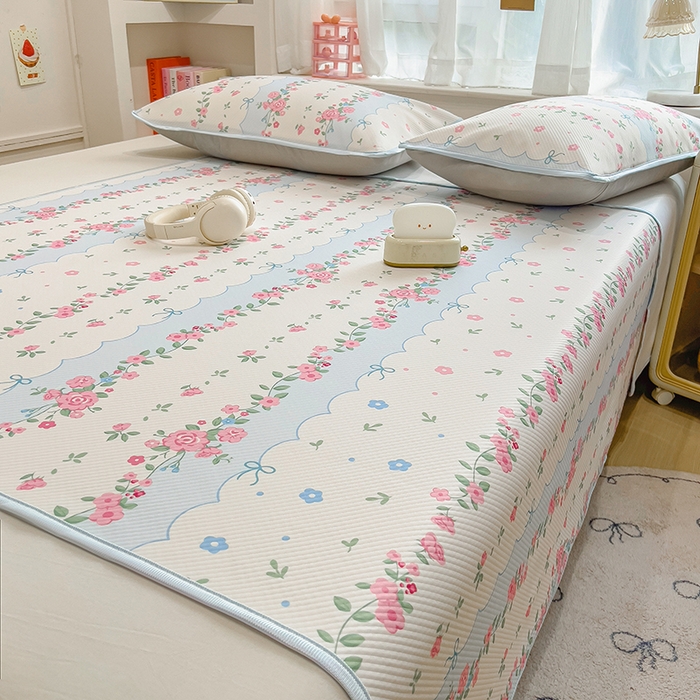 91家纺网 家纺一手货源 找家纺 莱米家纺 2026新款斜纹凉感床席冰豆豆系列 花仙子