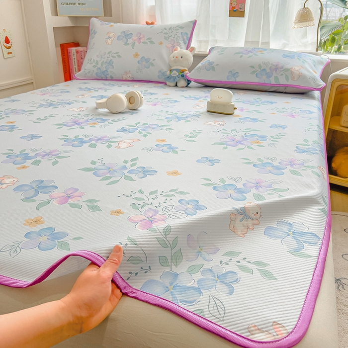 91家纺网 家纺一手货源 找家纺 莱米家纺 2026新款斜纹凉感床席冰豆豆系列 兰花小兔