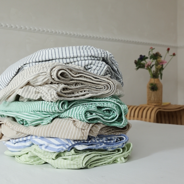 91家纺网 家纺一手货源 找家纺 （总）棉眠 2026新款调色盘全棉纯棉水洗棉混搭单品系列-条纹单床笠