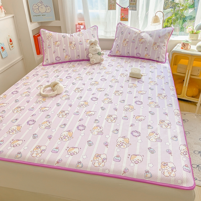 91家纺网 家纺一手货源 找家纺 莱米家纺 2026新款斜纹凉感床席冰豆豆系列 猫猫宴会