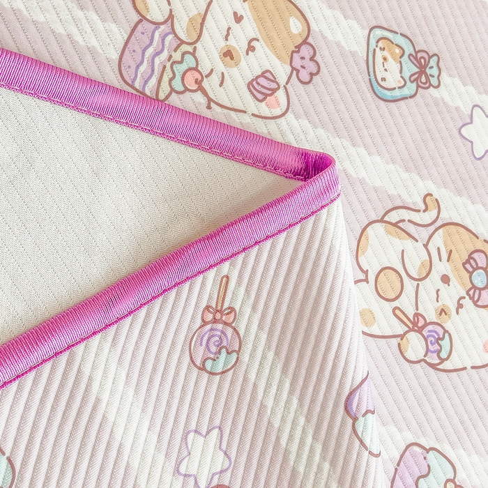 91家纺网 家纺一手货源 找家纺 莱米家纺 2026新款斜纹凉感床席冰豆豆系列 猫猫宴会