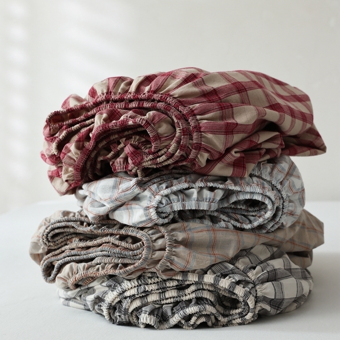 91家纺网 家纺一手货源 找家纺 （总）棉眠 2026新款调色盘水洗棉混搭单品系列-格子单床笠