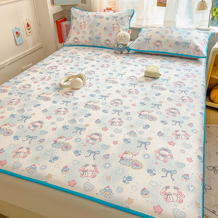 91家纺网 家纺一手货源 找家纺 莱米家纺 2026新款斜纹凉感床席冰豆豆系列 萌宠甜兔