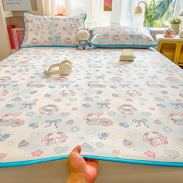 91家纺网 家纺一手货源 找家纺 莱米家纺 2026新款斜纹凉感床席冰豆豆系列 萌宠甜兔