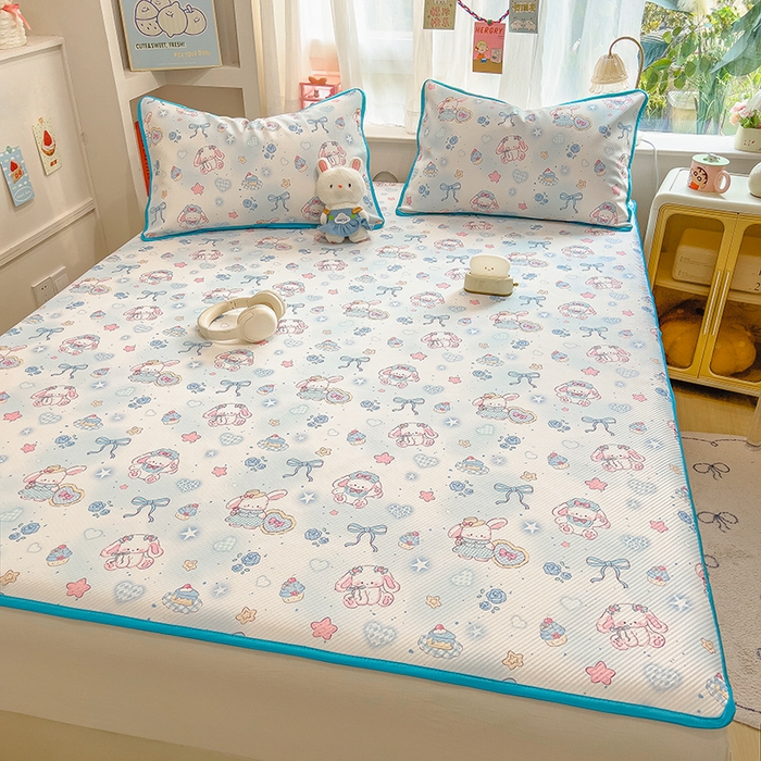 91家纺网 家纺一手货源 找家纺 莱米家纺 2026新款斜纹凉感床席冰豆豆系列 萌宠甜兔