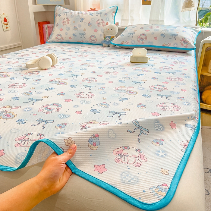 91家纺网 家纺一手货源 找家纺 莱米家纺 2026新款斜纹凉感床席冰豆豆系列 萌宠甜兔