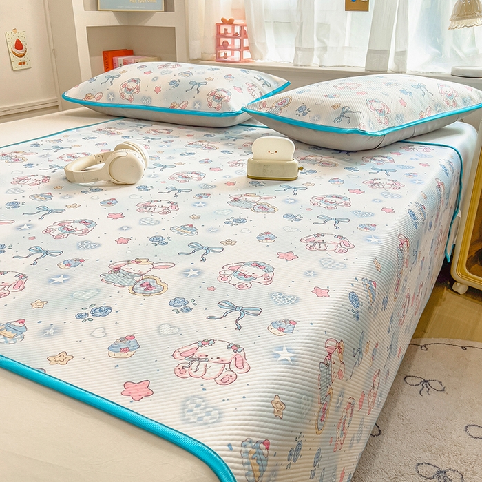 91家纺网 家纺一手货源 找家纺 莱米家纺 2026新款斜纹凉感床席冰豆豆系列 萌宠甜兔