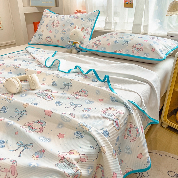 91家纺网 家纺一手货源 找家纺 莱米家纺 2026新款斜纹凉感床席冰豆豆系列 萌宠甜兔