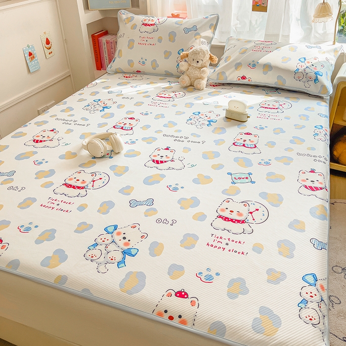 91家纺网 家纺一手货源 找家纺 莱米家纺 2026新款斜纹凉感床席冰豆豆系列 泡芙小狗