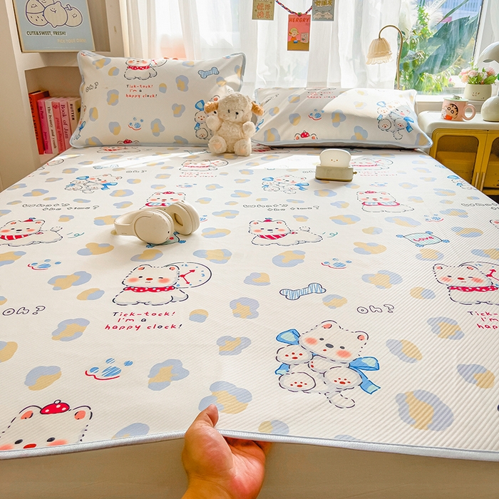 91家纺网 家纺一手货源 找家纺 莱米家纺 2026新款斜纹凉感床席冰豆豆系列 泡芙小狗