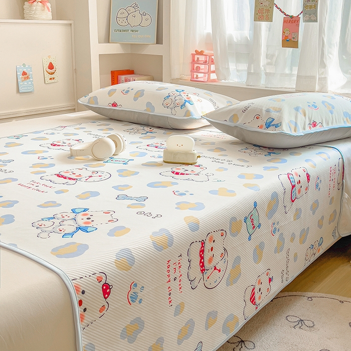 91家纺网 家纺一手货源 找家纺 莱米家纺 2026新款斜纹凉感床席冰豆豆系列 泡芙小狗