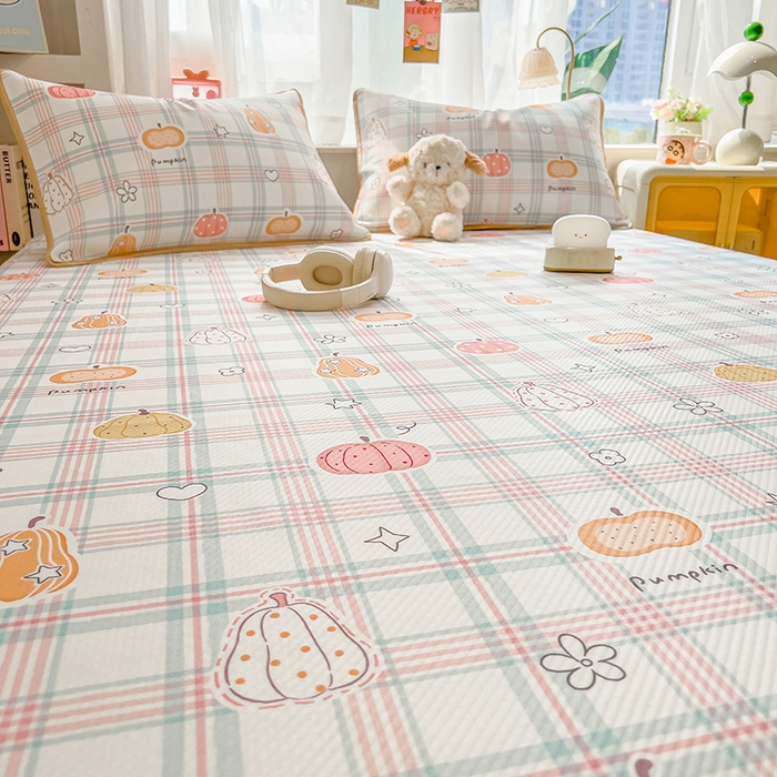 91家纺网 家纺一手货源 找家纺 莱米家纺 2026新款斜纹凉感床席冰豆豆系列 小南瓜