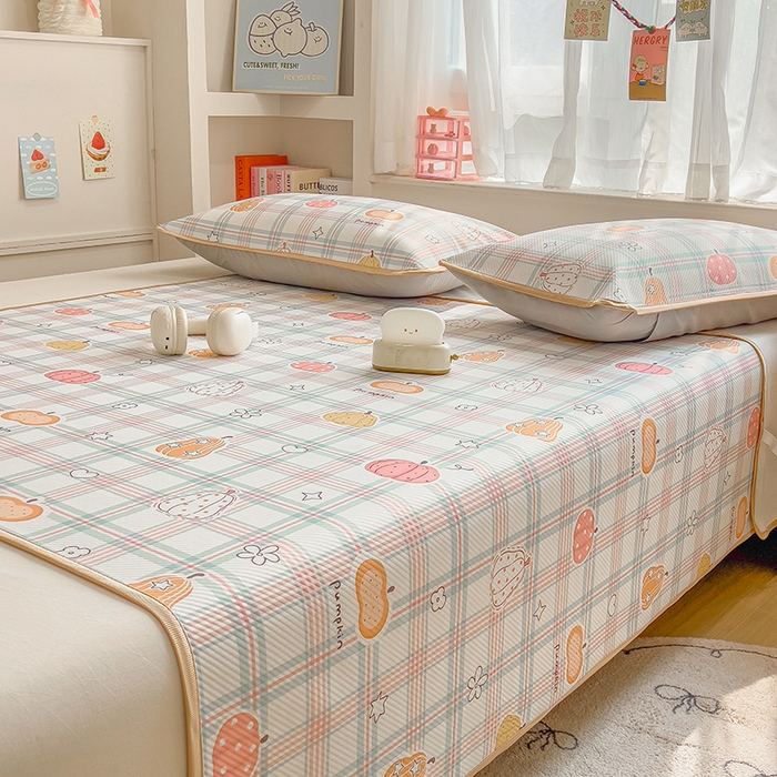 91家纺网 家纺一手货源 找家纺 莱米家纺 2026新款斜纹凉感床席冰豆豆系列 小南瓜