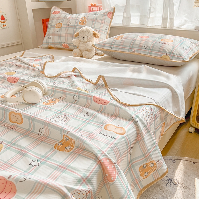 91家纺网 家纺一手货源 找家纺 莱米家纺 2026新款斜纹凉感床席冰豆豆系列 小南瓜