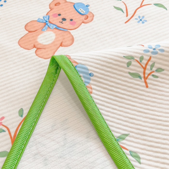 91家纺网 家纺一手货源 找家纺 莱米家纺 2026新款斜纹凉感床席冰豆豆系列 叶子小熊