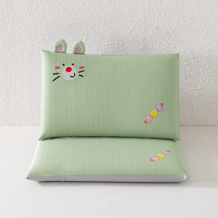 91家纺网 家纺一手货源 找家纺 织布人 2026新款枕芯夏季凉感可拆洗幼儿园儿童枕头学生宿舍专用枕套+枕芯 凉感甜心小艾-绿色