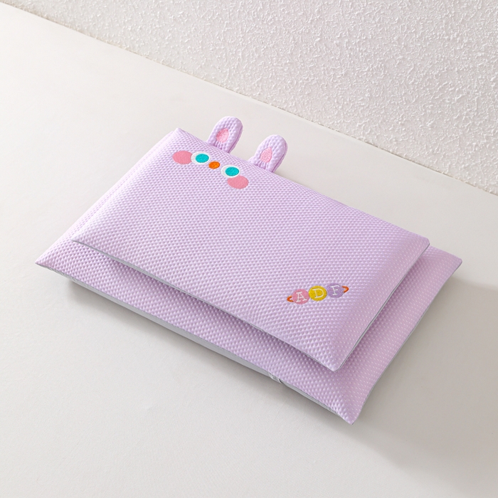 91家纺网 家纺一手货源 找家纺 织布人 2026新款枕芯夏季凉感可拆洗幼儿园儿童枕头学生宿舍专用枕套+枕芯 凉感甜心小萌-紫色