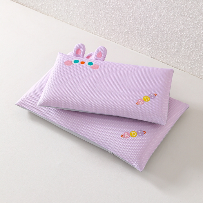 91家纺网 家纺一手货源 找家纺 织布人 2026新款枕芯夏季凉感可拆洗幼儿园儿童枕头学生宿舍专用枕套+枕芯 凉感甜心小萌-紫色