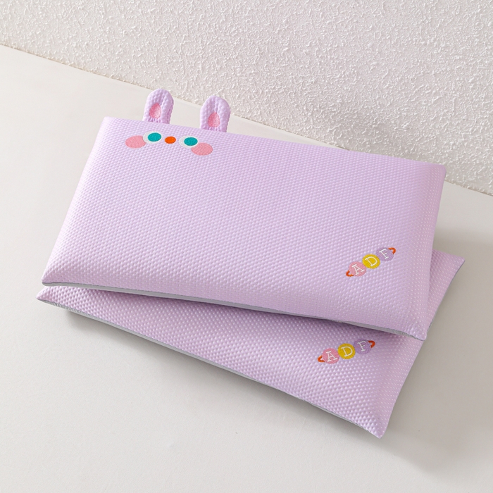 91家纺网 家纺一手货源 找家纺 织布人 2026新款枕芯夏季凉感可拆洗幼儿园儿童枕头学生宿舍专用枕套+枕芯 凉感甜心小萌-紫色