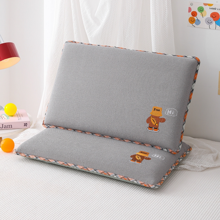 91家纺网 家纺一手货源 找家纺 织布人 2026新款枕芯全棉华夫格可拆洗幼儿园儿童枕头学生宿舍专用枕套+枕芯 全棉华夫格你好同学-灰色