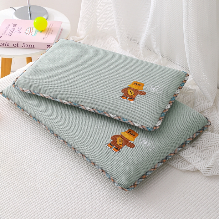 91家纺网 家纺一手货源 找家纺 （总）织布人 2026新款枕芯全棉华夫格可拆洗幼儿园儿童枕头学生宿舍专用枕套+枕芯