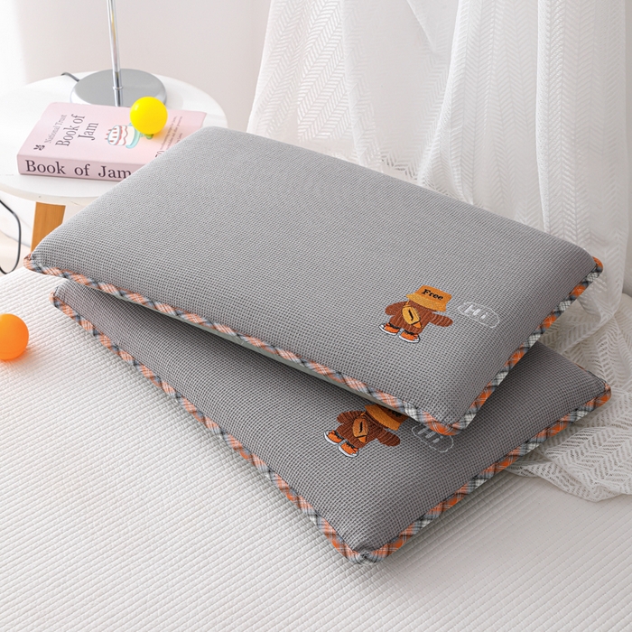 织布人 2026新款枕芯全棉华夫格可拆洗幼儿园儿童枕头学生宿舍专用枕套+枕芯 全棉华夫格你好同学-灰色