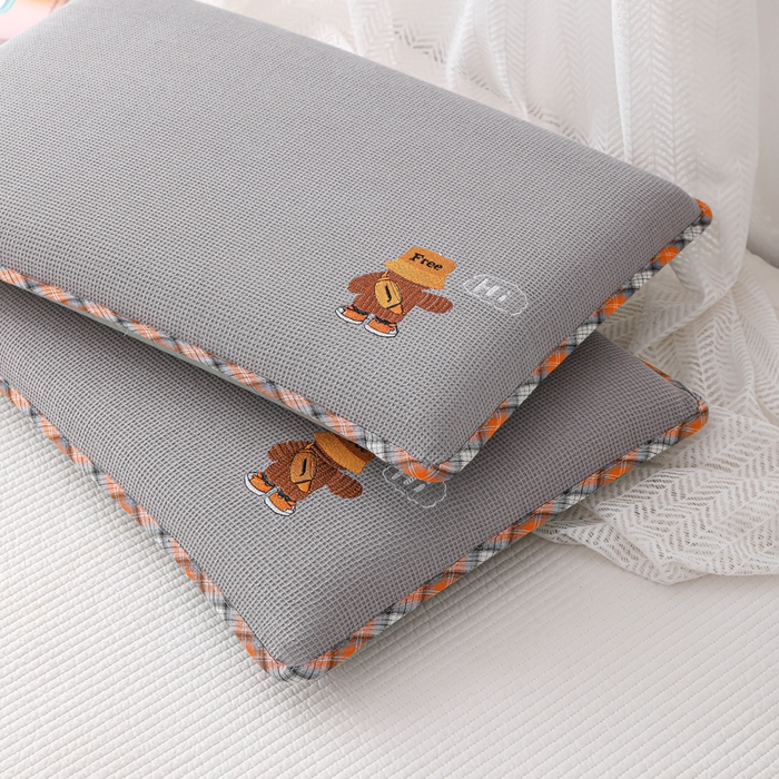 91家纺网 家纺一手货源 找家纺 织布人 2026新款枕芯全棉华夫格可拆洗幼儿园儿童枕头学生宿舍专用枕套+枕芯 全棉华夫格你好同学-灰色